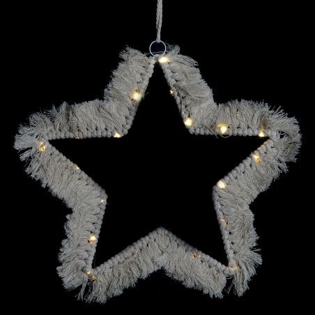 DECORACIÓN COLGANTE ESTRELLA MACRAMÉ LED 35CM
