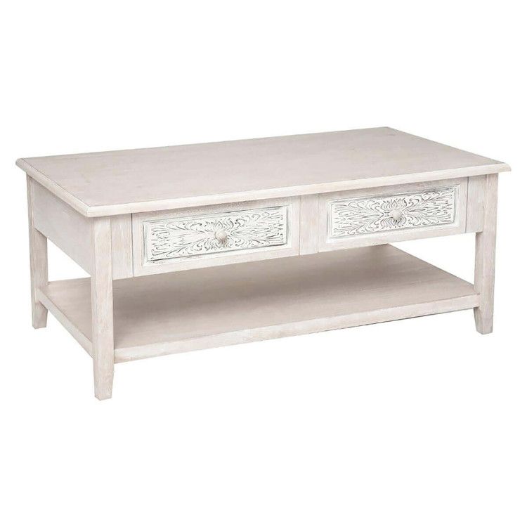 MESA CENTRO CON PATINA BLANCA HENDRY 110X60X45CM