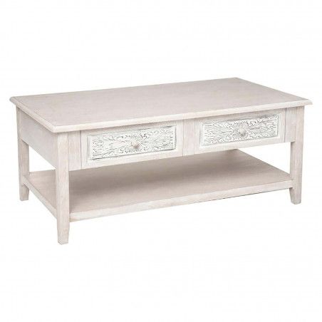 MESA CENTRO CON PATINA BLANCA HENDRY 110X60X45CM