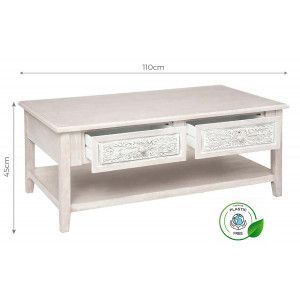MESA CENTRO CON PATINA BLANCA HENDRY 110X60X45CM