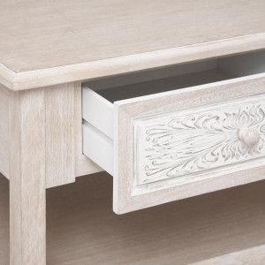 MESA CENTRO CON PATINA BLANCA HENDRY 110X60X45CM