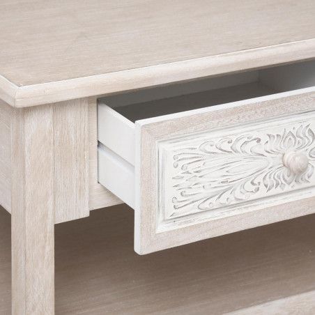 MESA CENTRO CON PATINA BLANCA HENDRY 110X60X45CM