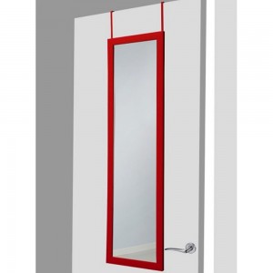 Espejo para puerta rojo sin agujeros 37x128 cm.