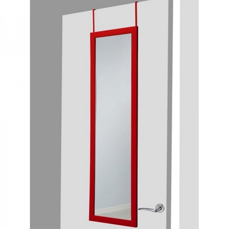 Miroir de porte rouge sans trous 37x128 cm