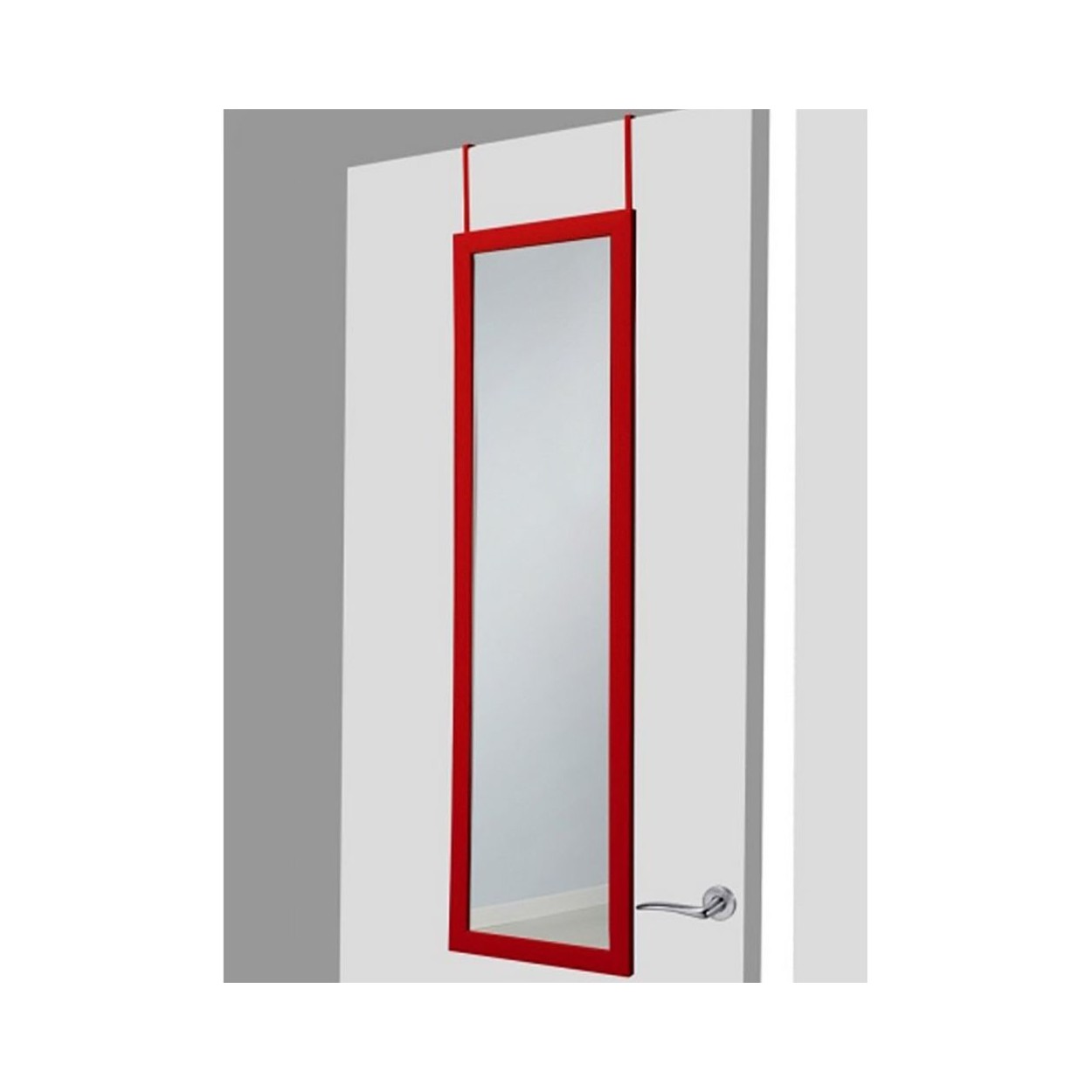 Espejo para puerta rojo sin agujeros 37x128 cm.