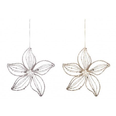 FLOR RELUCIENTE DECORACIÓN NAVIDEÑA Ø15