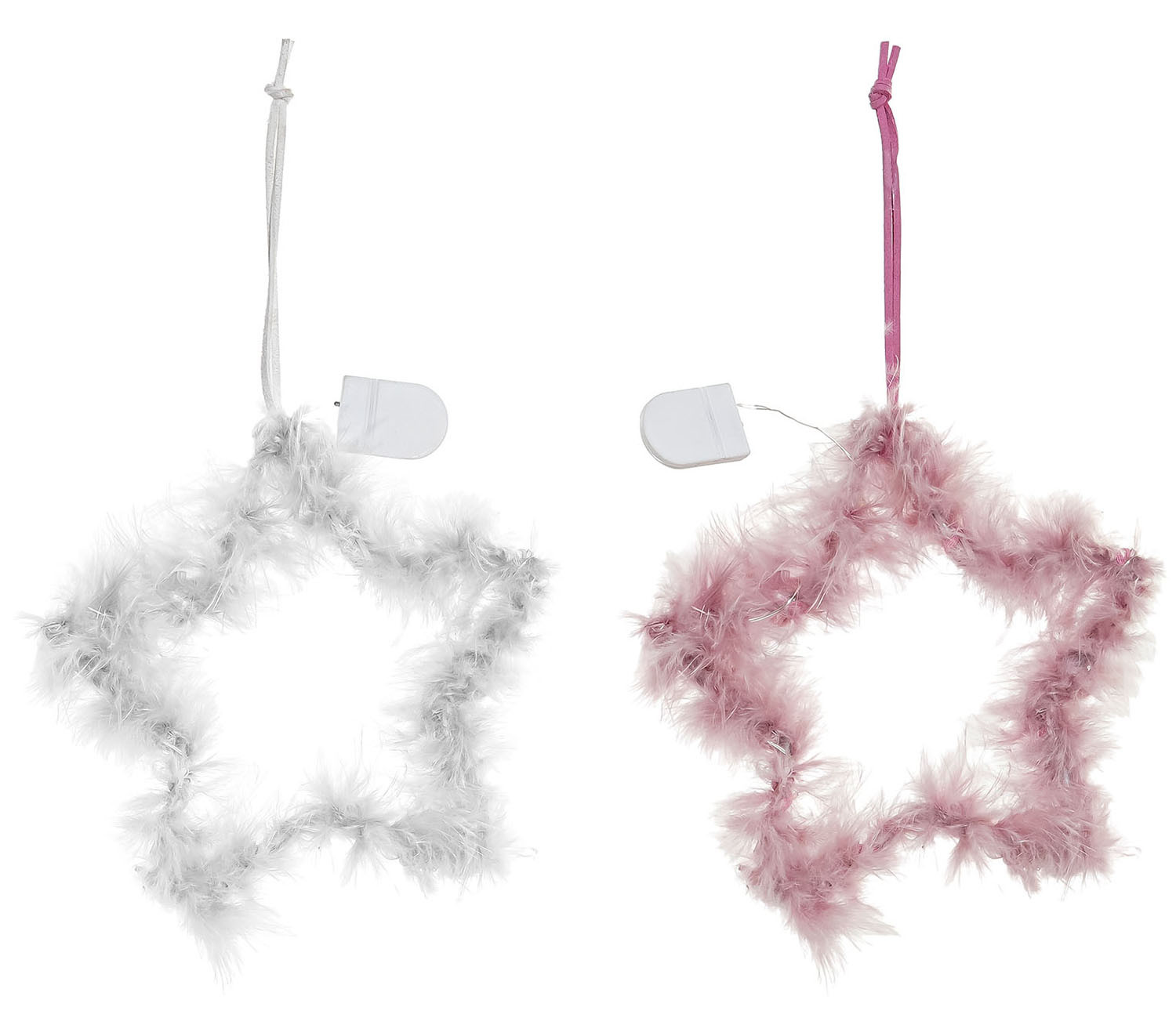 DECORACIÓN COLGANTE ESTRELLA PLUMAS LED 17CM