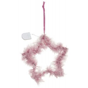DECORACIÓN COLGANTE ESTRELLA PLUMAS LED 17CM