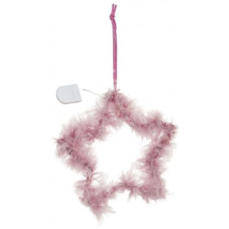 DECORACIÓN COLGANTE ESTRELLA PLUMAS LED 17CM