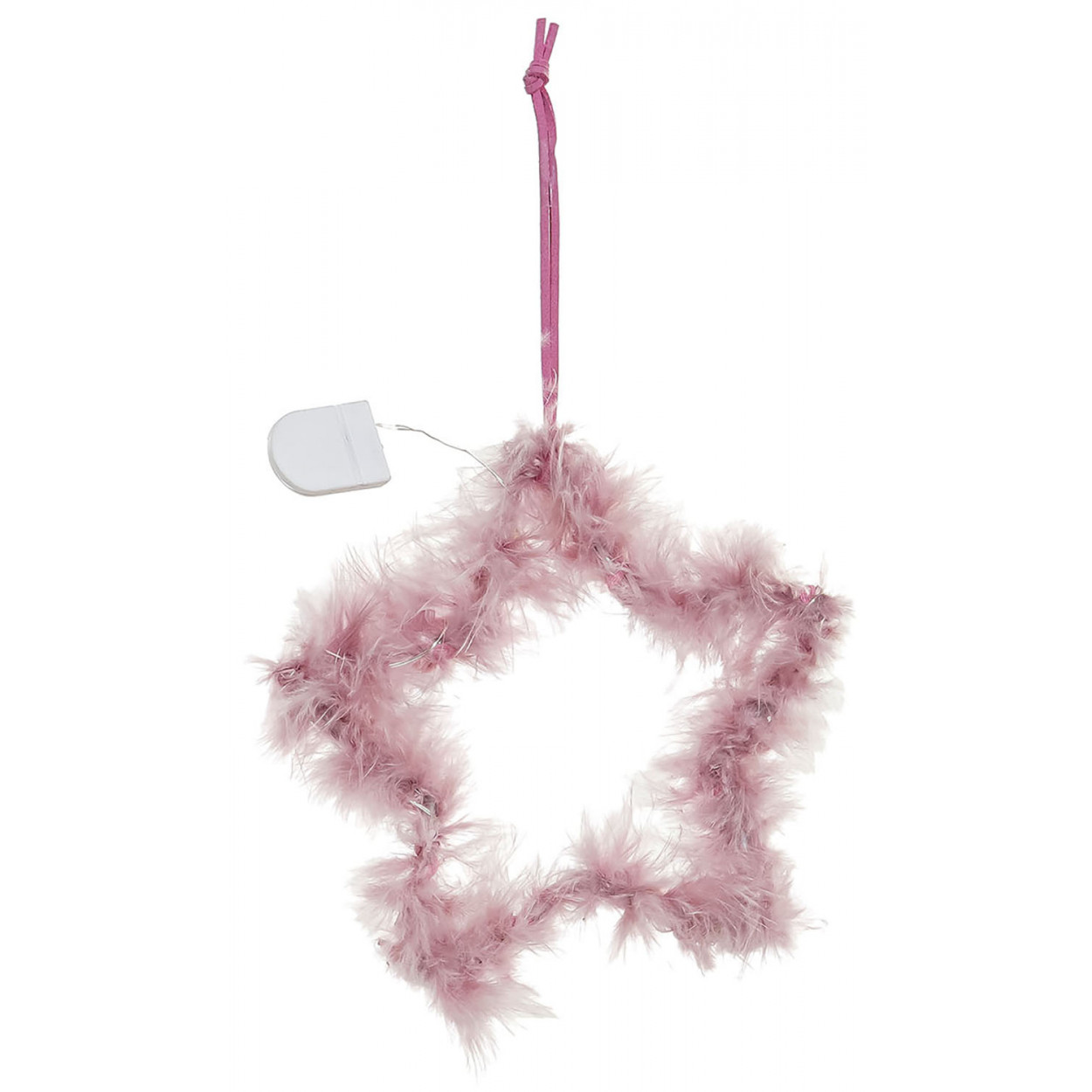 DECORACIÓN COLGANTE ESTRELLA PLUMAS LED 17CM