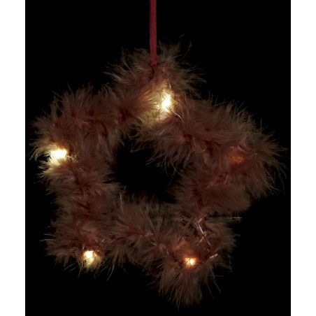 DECORACIÓN COLGANTE ESTRELLA PLUMAS LED 17CM