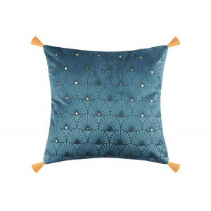 COJÍN AZUL Y DORADO ESTELAR FLECOS ELEGANTE 40X40CM