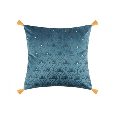 COJÍN AZUL Y DORADO ESTELAR FLECOS ELEGANTE 40X40CM