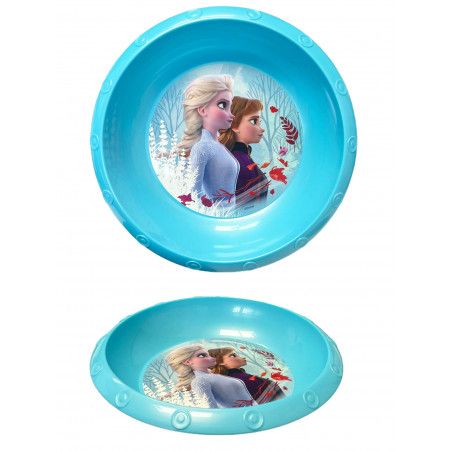 Plato Hondo Plástico Duro Infantil X2, Reutilizable para Niños 260ML. Modelo Frozen II, Vajillas Disney ø14,5 cm