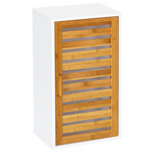 Armario Mueble de pared blanco con puerta de bambú natural. Diseño Elegante/Nórdico 30x18,5x53cm