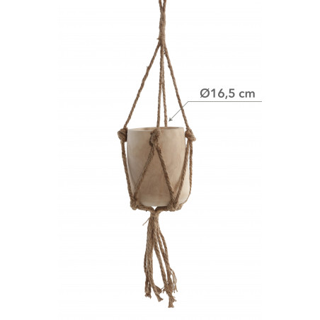 MACETERO COLGANTE DE MADERA Y CUERDA Ø16,5