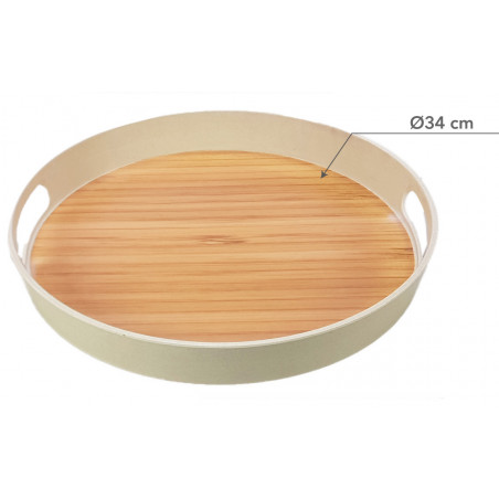 BANDEJA REDONDA DECO MADERA Ø34