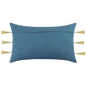 COJÍN AZUL Y DORADO ESTELAR FLECOS 30X50CM