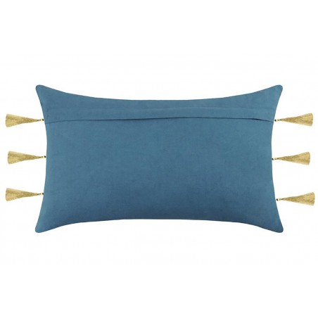 COJÍN AZUL Y DORADO ESTELAR FLECOS 30X50CM
