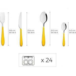 CUBIERTOS HAPPY YELLOW 24 PIEZAS