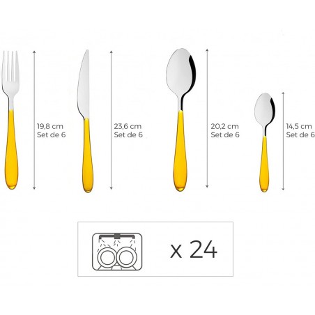 CUBIERTOS HAPPY YELLOW 24 PIEZAS