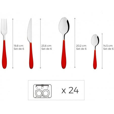 CUBIERTOS HAPPY RED 24 PIEZAS
