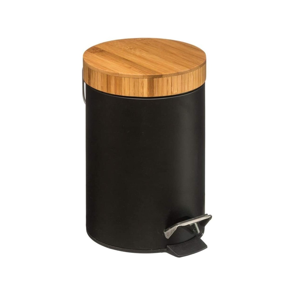 Papelera Metálica Negra, Papelera para oficina, baño con Tapa, Cubo y Pedal. Capacidad de 3 Litros. 25,8x16,8cm - Hogar y Más