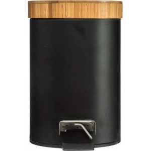 Papelera Metálica Negra, Papelera para oficina, baño con Tapa, Cubo y Pedal. Capacidad de 3 Litros. 25,8x16,8cm - Hogar y Más