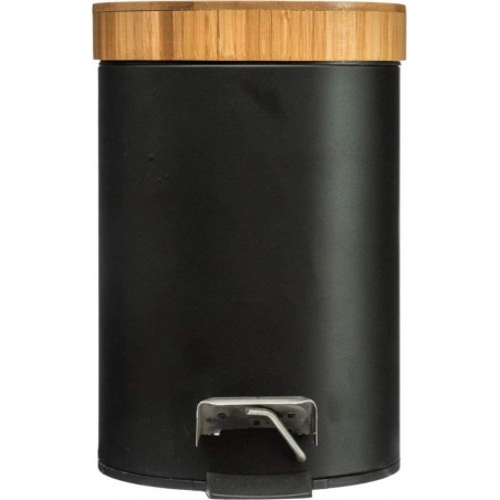 Papelera Metálica Negra, Papelera para oficina, baño con Tapa, Cubo y Pedal. Capacidad de 3 Litros. 25,8x16,8cm - Hogar y Más