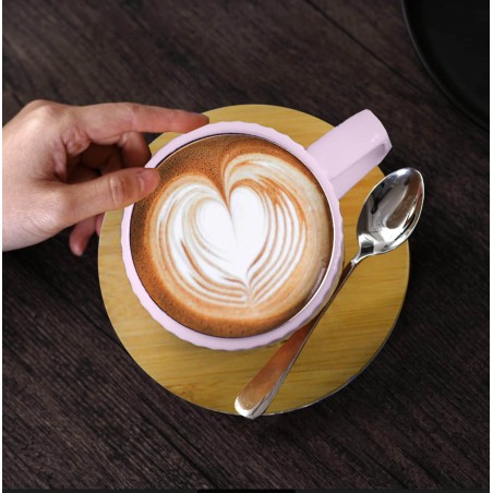 JUEGO 6 TAZAS CAFÉ CON PLATO BAMBÚ ROSA PALO 100ML NATURA