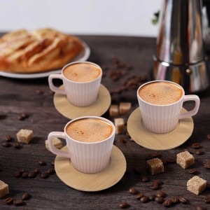 JUEGO 6 TAZAS CAFÉ CON PLATO BAMBÚ ROSA PALO 100ML NATURA