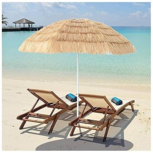 SOMBRILLA PLAYA PLEGABLE DE PAJA ARTIFICIAL CLARA,DURADERA. TROPIC HAWÁI 175CM