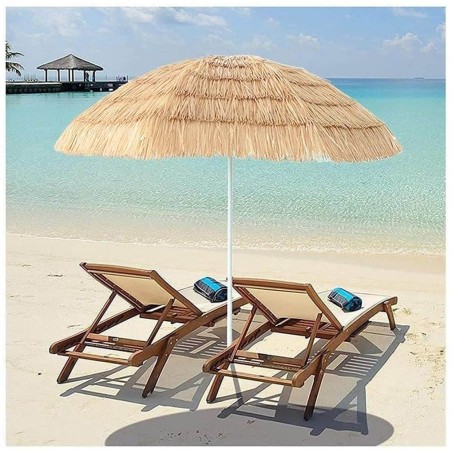 SOMBRILLA PLAYA PLEGABLE DE PAJA ARTIFICIAL CLARA,DURADERA. TROPIC HAWÁI 175CM