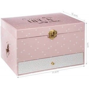 Jewelry box Children's Musical Unicorn, Pink and White, "once UPON A TIME", Design for Children style Fantasy 21,5x16,5x14cm