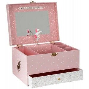 Scatola di gioielli per Bambini Musicali Unicorno Rosa e Bianco, "once UPON A TIME", Design per Bambini in stile Fantasy