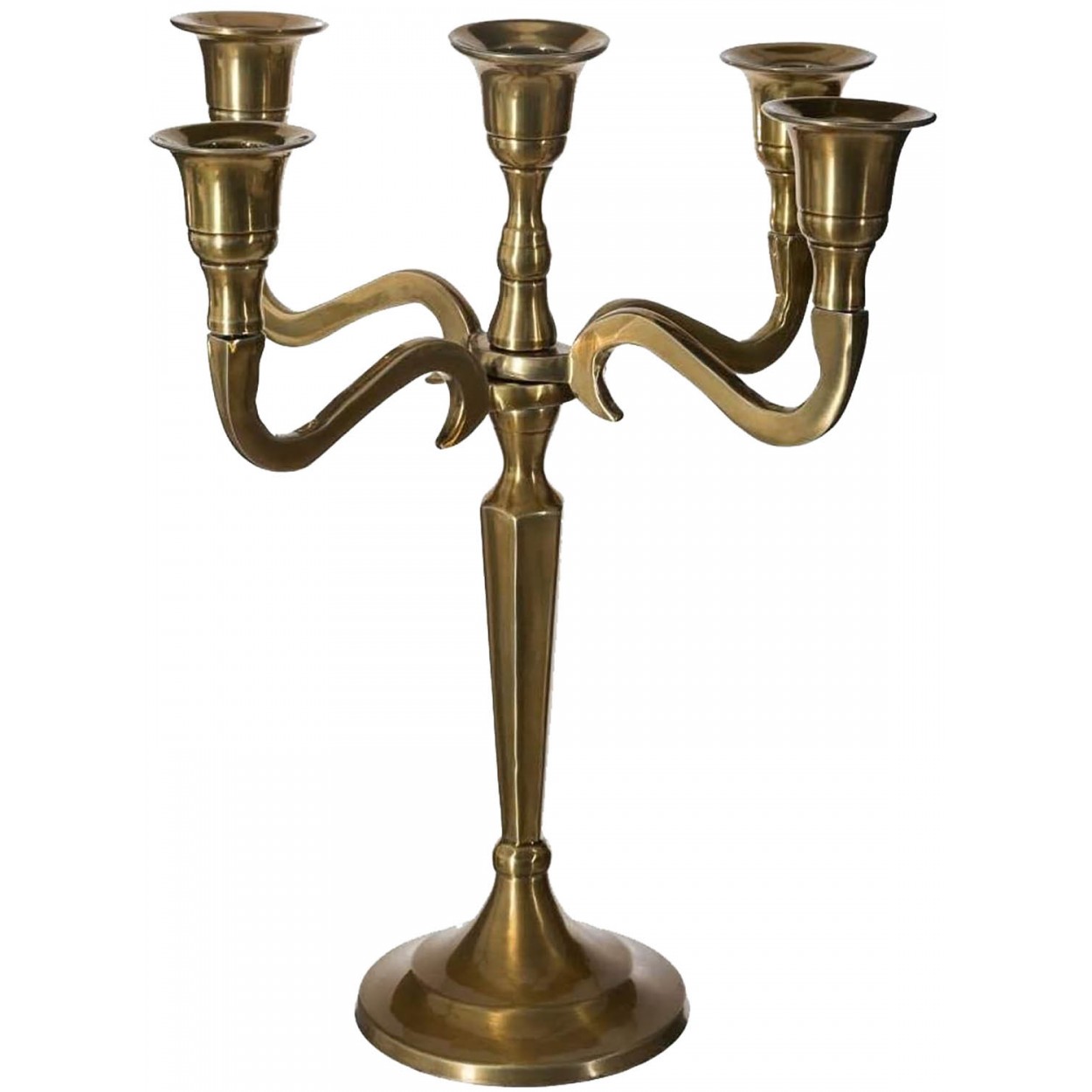 CANDELABRO PORTAVELAS METÁLICO DORADO 5 CABEZAS LUCY