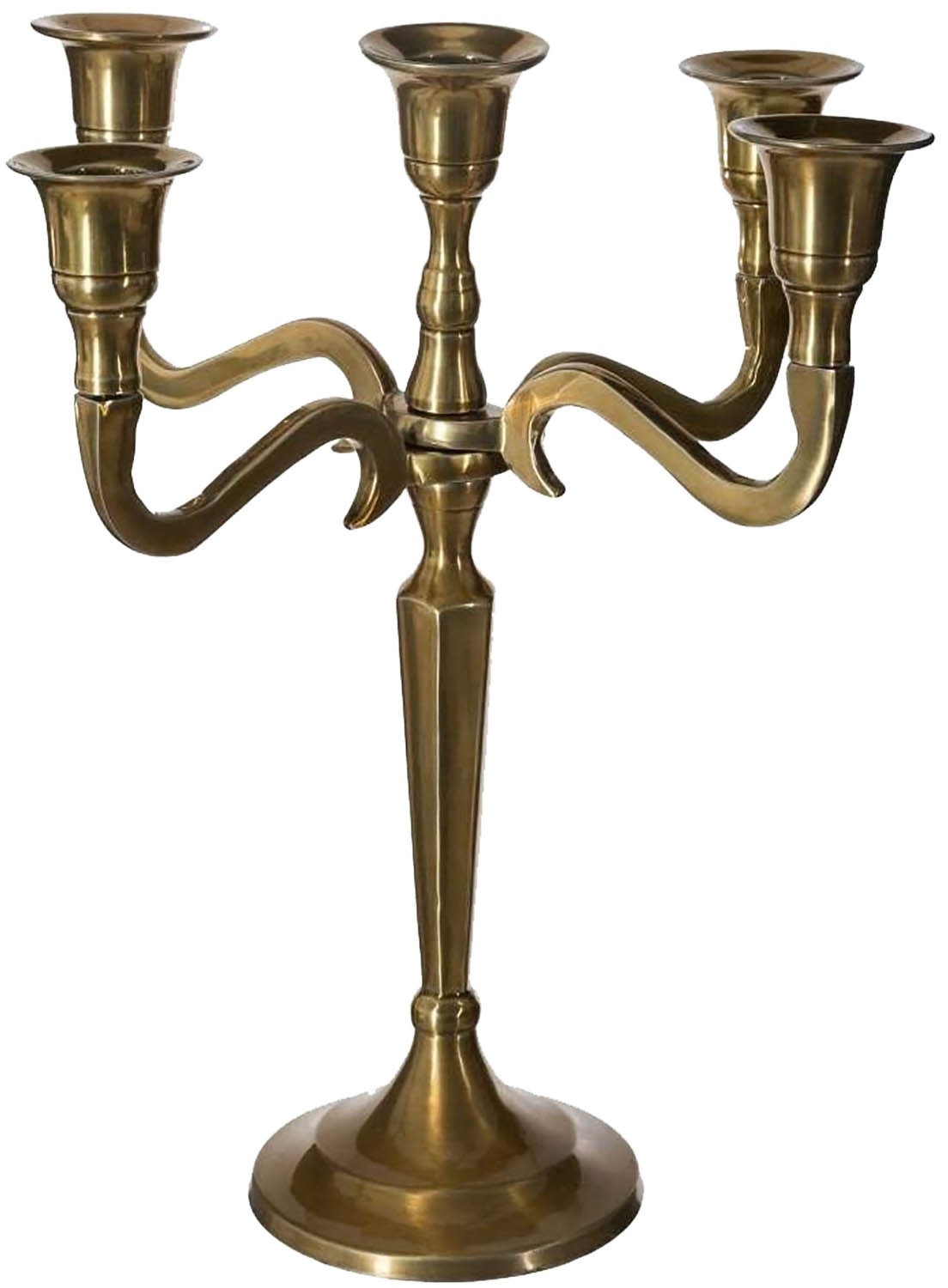 CANDELABRO PORTAVELAS METÁLICO DORADO 5 CABEZAS LUCY
