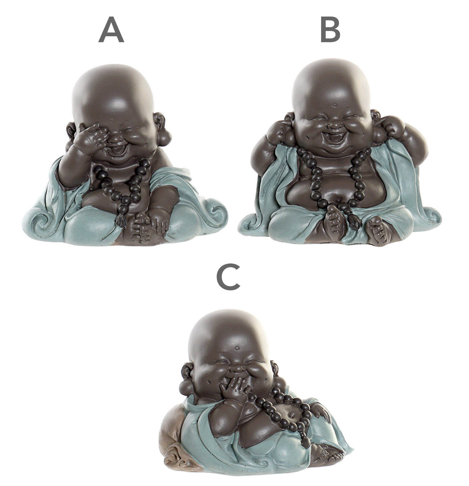 Monje Bebé Figura Decorativa de Resina, Decoración Estatua Budista. Monje Budista Decoración 10X7,5X8,5 cm