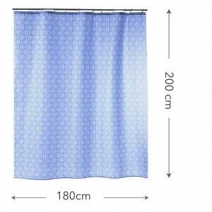 CORTINA BAÑO DE DUCHA 180X200 AZUL "TREBOL" POLIÉSTER