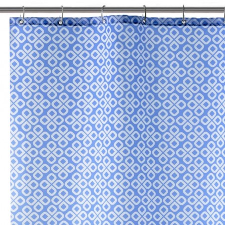 CORTINA BAÑO DE DUCHA 180X200 AZUL "TREBOL" POLIÉSTER