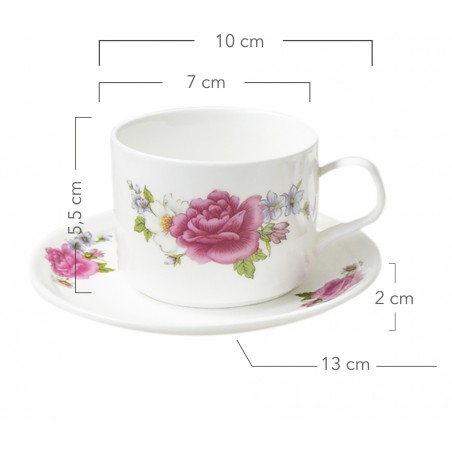 JUEGO DE CAFÉ 6 TAZAS Y 6 PLATOS "ESTILO PROVENZAL" 150ML