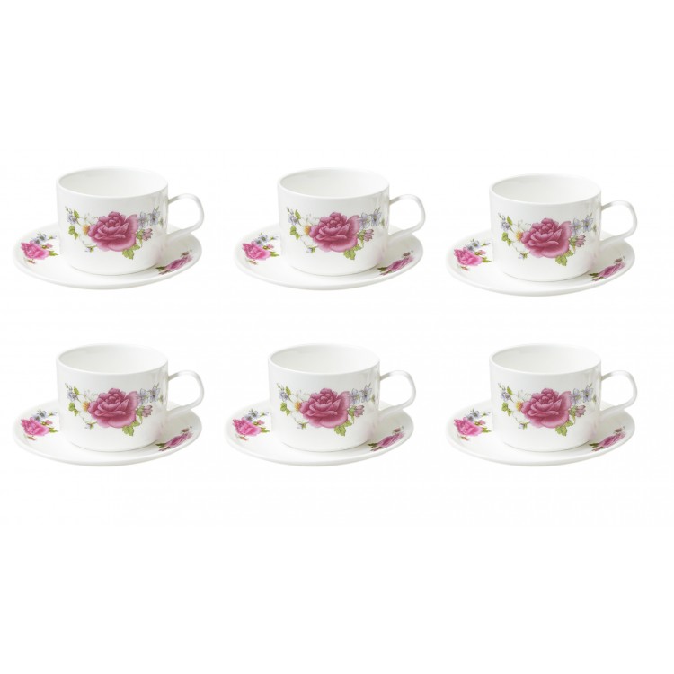 JUEGO DE CAFÉ 6 TAZAS Y 6 PLATOS "ESTILO FLORAL" 150ML