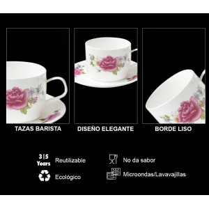 JUEGO DE CAFÉ 6 TAZAS Y 6 PLATOS "ESTILO PROVENZAL" 150ML