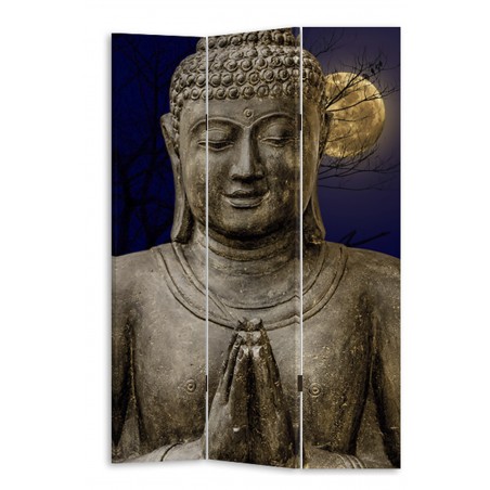 Biombo de tela fotoimpresión con diseño de buda.