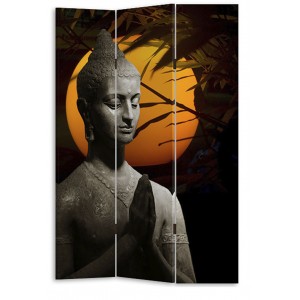Biombo de tela fotoimpresión con diseño de buda.