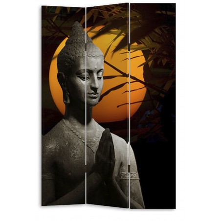 Biombo de tela fotoimpresión con diseño de buda.