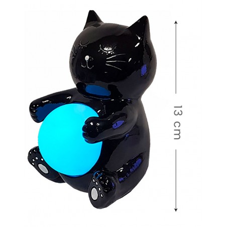 hucha de cerámica con diseño de gato luz led.
