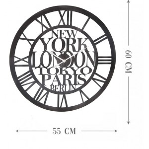 RELOJ DE PARED VINTAGE NEGRO METAL Ø60