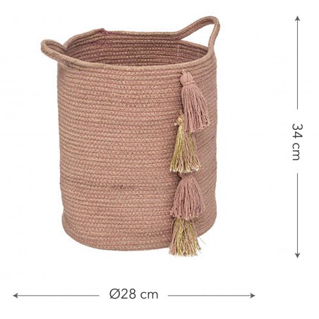 Cesta de algodon rosa decorativa comprar.