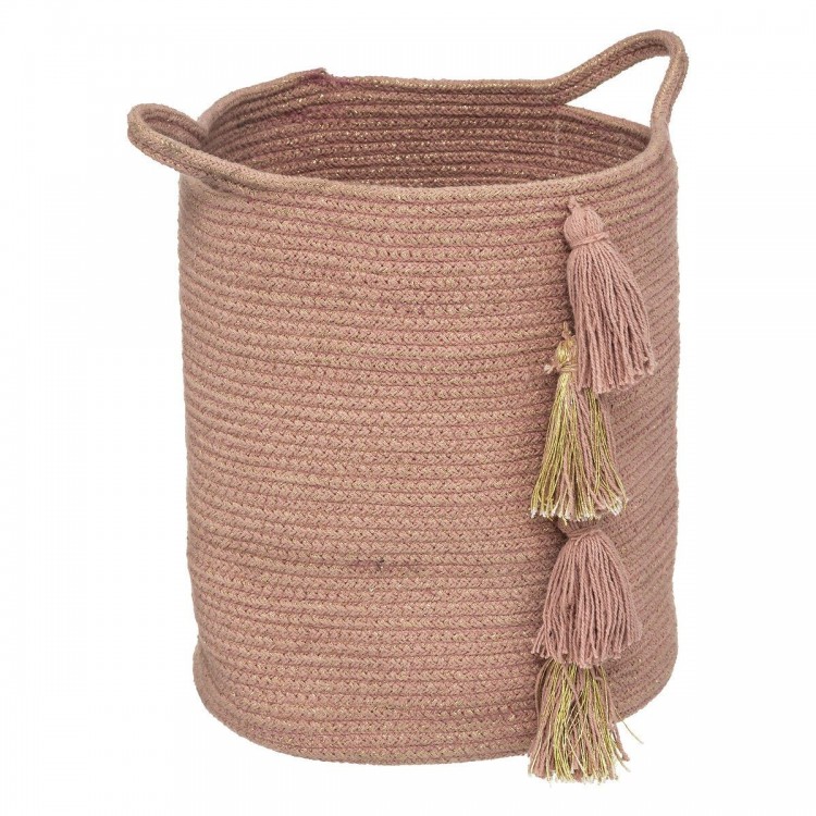 Cesta de algodon rosa decorativa comprar.